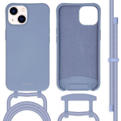 Afbeelding van iMoshion Hoesje Geschikt voor iPhone 14 met koord Color Backcover afneembaar Blauw