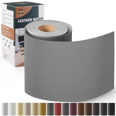 Afbeelding van OAZ Lederen reparatieset, donkergrijs, kunstleer, zelfklevend, 10 x 160 cm, voor autostoelen, meubels, banken, tassen