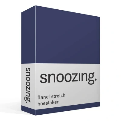 Afbeelding van Snoozing stretch flanel hoeslaken Extra breed Navy
