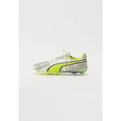 Afbeelding van Puma KING Ultimate Forever Voetbalschoenen met kunststof noppen, Heren, Maat: 44, Feather gray/electric lime/white/flat light gray