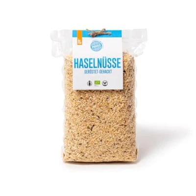 Image de Granulés de noisettes biologiques naturels, hachés et grillés, 1 kg, écologiques équitables, fabriqués mis en bouteille directement par le producteur à Sugdidi, Géorgie, végétaliens, 1000 g (1