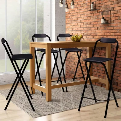 Image de Lot de 4 tabourets bar pliants DELSON noirs