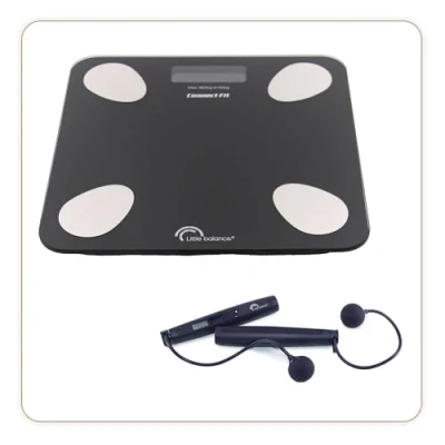 Afbeelding van LITTLE BALANCE 8685 Set Duo Connect Fit, impedantiemeter + springtouw, 180 kg, zwart