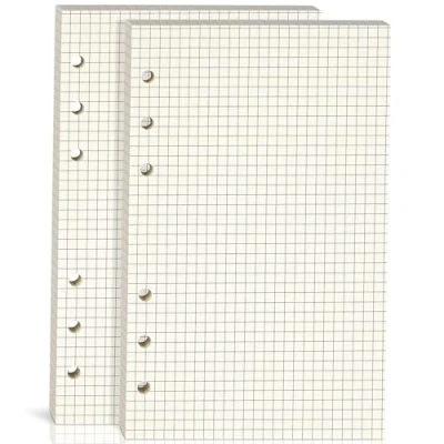 Afbeelding van Set van 2 verpakkingen A6, geruit, voor 6 ringmappen, 80 vellen (160 pagina&#039;s), 17 x 10 cm, beige