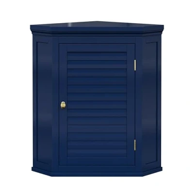 Afbeelding van Teamson Home Glancy Hoekkast Muur Navy Lamellendeur Stijl
