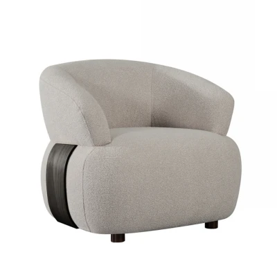 Afbeelding van LABEL51 Fauteuil Valenza Naturel Stof Zwart hout 79x83x73 cm