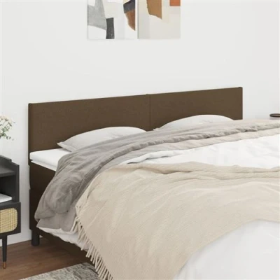 Image de vidaXL Têtes de lit 2 pcs Marron Foncé 100x5x78/88 cm Tissu