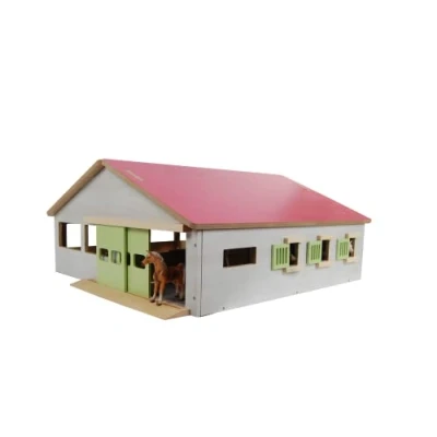 Image de Kids Globe Écurie de chevaux jouet avec 3 boxes et voie 1:32