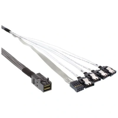 Image de Câble InLine® Mini SAS HD SFF 8643 vers 4x SATA + bande latérale 1 m
