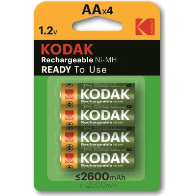 Afbeelding van Kodak Rechargeable AA 2600mAh Oplaadbare Batterij 2 pack Kleurloos Batterijen