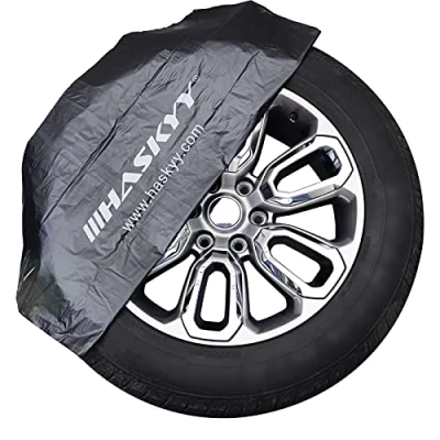 Afbeelding van HASKYY Set van 4 XXL bandenopbergzakken 110 x cm I 15 16 17 18 19 20 21 22 inch hoogwaardige bandenbeschermingszakken voor opslag, transport en opslag zwart