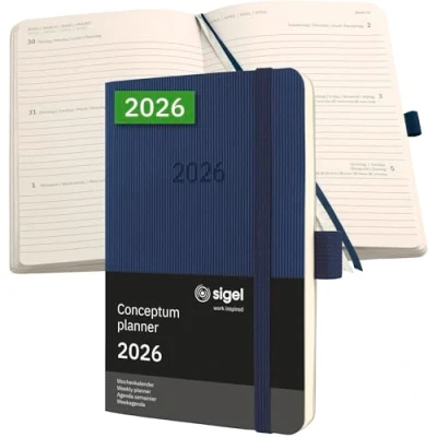 Afbeelding van SIGEL C2633 Wochenkalender Conceptum 2026, ca. A6, , dunkelblau: Agenda Conceptum, Classic, Softcover