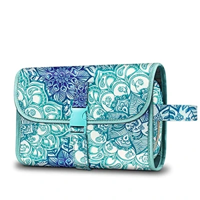 Afbeelding van Fintie Grote draagbare toilettas, reistas, waterbestendig, hangende make up organizer voor vrouwen en meisjes, Emerald illusies, Toilettas