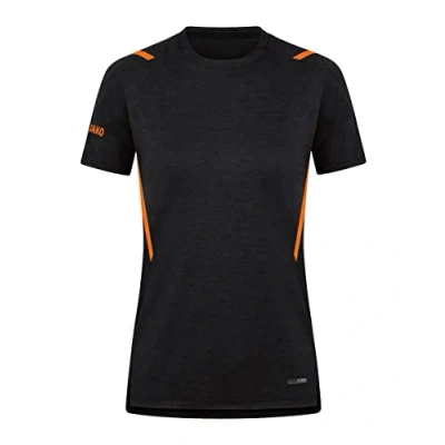 Afbeelding van T shirt Challenge Zwart gemeleerd/fluo oranje / 36