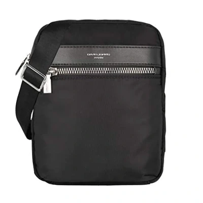 Afbeelding van David Jones Herentas met schouderriem Cross shoulder schoudertas zacht nylon messenger tas meerdere zakken voor zakelijk werk mode stad klassiek telefoon sport reizen, zwart.,