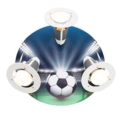 Afbeelding van Elobra Arena voetbalplafondlamp hout, blauw/groen, A + 30 x 20 cm zilver