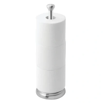 Afbeelding van iDesign York Metalen toiletpapiervervangingsrolhouder, vrijstaande toiletrolhouder van roestvrij staal, zilver