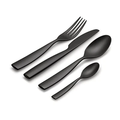 Afbeelding van Alessi Dressed Plein in zwart melamine bestekset