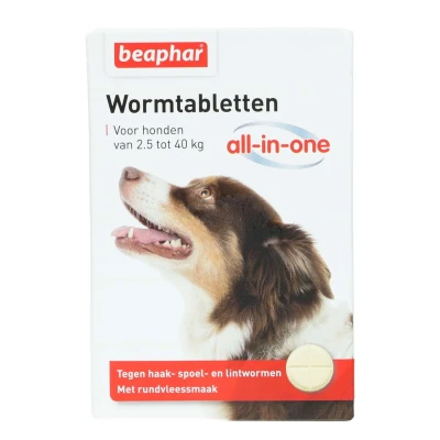 Afbeelding van Beaphar Wormtablet All In One Hond 2,5 40 KG 4 TBL (342228)