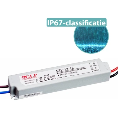 Afbeelding van GLP LED voedingsadapter 12V 12W 1A geschikt voor verlichting IP67 waterdicht