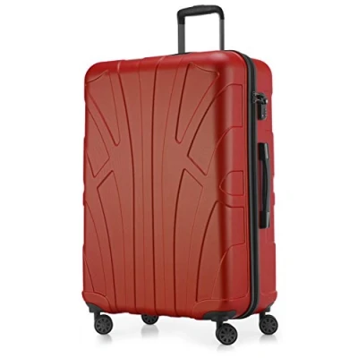 Afbeelding van SUITLINE Koffer met wielen, harde schaal volumeverlenging, TSA vergrendeling, ABS, mat, 4 rubberen dubbele Rood, 76 cm