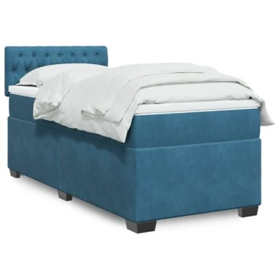 Image de vidaXL Sommier à lattes de lit avec matelas Bleu foncé 90x200 cm