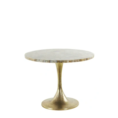 Afbeelding van Rickerd bijzettafel Ø61 cm geel agaat/antiek brons