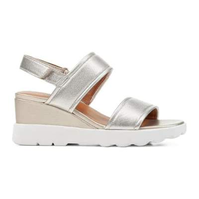 Afbeelding van Geox D Spherica EC6 Sandalen met plateauzool, Dames, Maat: 37, Light gold Leer
