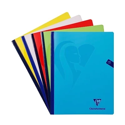 Afbeelding van Clairefontaine 309342C Een boekje brochure genaaid Mimesys garen 24 x 32 cm 192 pagina&#039;s kleine ruiten wit papier 90 g envelop van polypropyleen willekeurige kleur