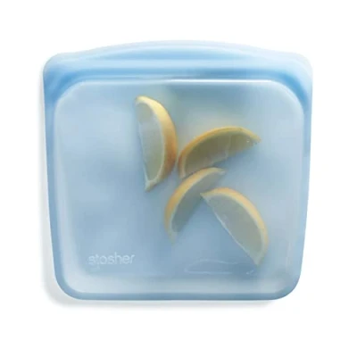 Afbeelding van Stasher Herbruikbare siliconen sandwichtas (blauw) Opbergcontainer voor het bereiden van maaltijden Lunch, reizen, make up, gymtas Geschikt vriezer,