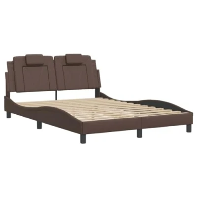 Afbeelding van vidaXL Bedframe met hoofdbord kunstleer bruin 140x200 cm