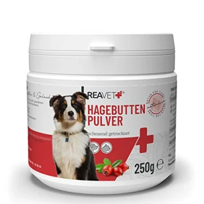 Afbeelding van ReaVET Rozenbottel Poeder voor Honden, Katten &amp; Paarden Hoog aandeel vruchtvlees, rijk aan voedingsstoffen Natuurlijk puur 250g