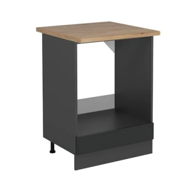 Afbeelding van Vicco Ovenombouwkast R Line, Antraciet landhuis/Wit, 60 cm , WB Eik