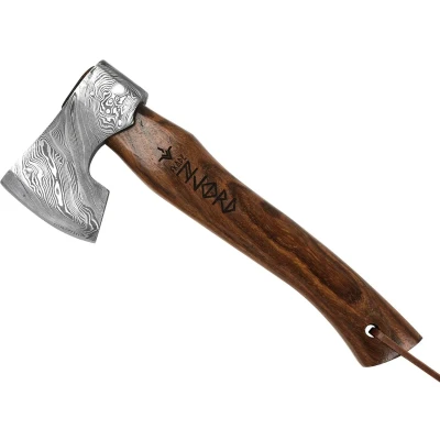 Afbeelding van Njord Skade Damast Small Trekking Kampeerbijl Hout Multitools &amp; Zakmessen