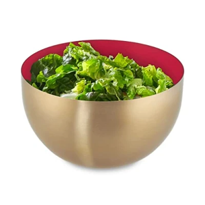 Afbeelding van Relaxdays saladeschaal 1 liter saladekom mengkom rond rvs bakken serveren rood