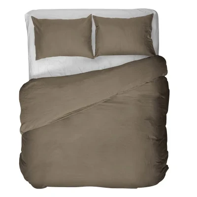 Afbeelding van Kayori Shizu Dekbedovertrek Katoenperkal Taupe 260/200 220 +2 slopen 260/220 (Kleur: Taupe)