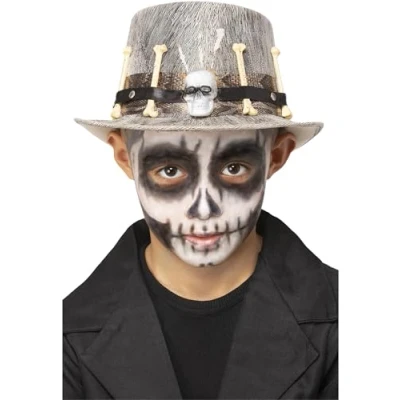 Afbeelding van Smiffy&#039;s Heks &amp; Spider Lady Voodoo Duistere Religie Kostuum Grijze Spook Hoed Kind Grijs Halloween Verkleedkleding