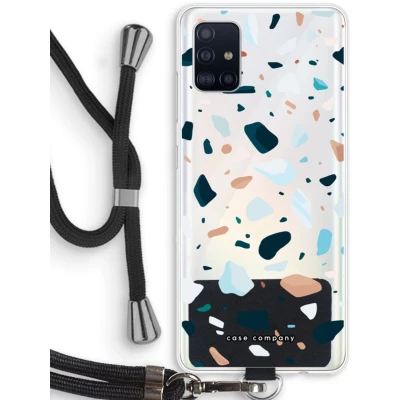 Afbeelding van Case Company® hoesje met Koord geschikt voor Samsung Galaxy A51 4G Terrazzo N13 Telefoonhoesje Zwart Bescherming aan alle Kanten en Over de Schermrand