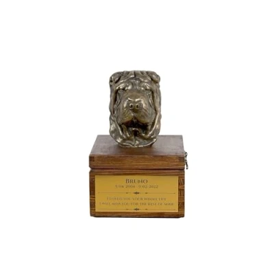 Afbeelding van Shar Pei urn hond met beeldje persoonlijke voor hondenas