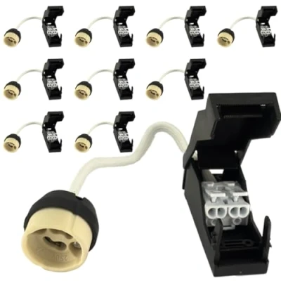 Afbeelding van 10 x GU10 fittingen van keramiek met kabelaansluiting 2 A 230 V lampfitting socket basisadapter geïsoleerde kabels voor ledlampen lampen