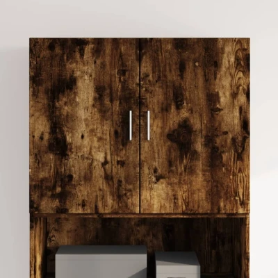Afbeelding van Wandkast 80x42,5x64 cm bewerkt hout gerookt eikenkleurig