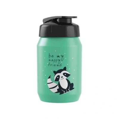 Afbeelding van BOBIKE 8649400006 One babyfles voor kinderen met 450 ml inhoud en shakersluiting, fiets waterfles groen/zwart, BPA vrij