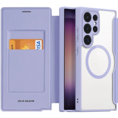 Afbeelding van Dux Ducis Telefoonhoesje geschikt voor Samsung Galaxy S24 Ultra Hoesje Magsafe Magneet Skin X Pro Book Case Series Paars