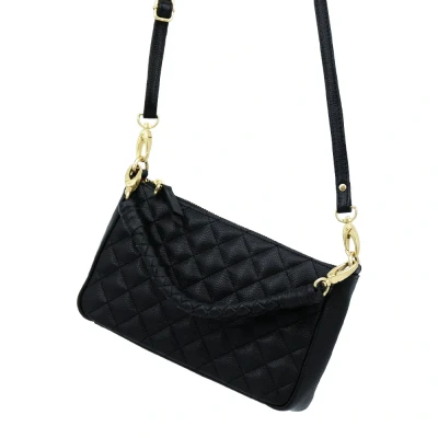 Afbeelding van Leren handtas dames zwart quilted MŌSZ Coco S