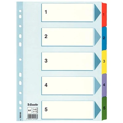 Image de Esselte a4 mylar 1 5 partie dividers multicolore 100160