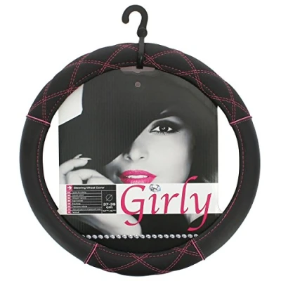 Afbeelding van Car Plus Stuurhoes Girly Universeel Pvc Zwart/rood 37 39 Cm