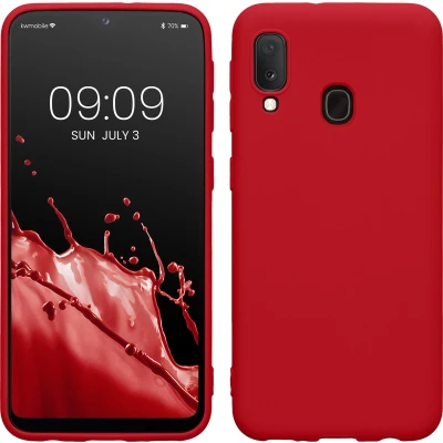 Afbeelding van kwmobile telefoonhoesje geschikt voor Samsung Galaxy A20e Hoesje smartphone Back cover in klassiek rood