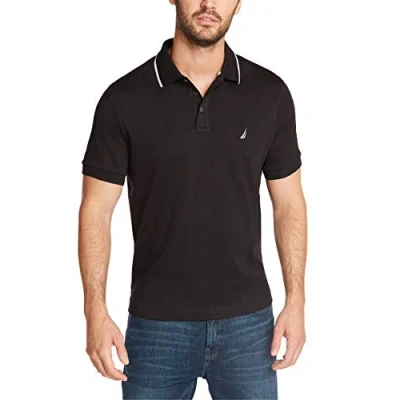 Afbeelding van Nautica Klassiek poloshirt met dubbele tipped collar voor heren, True Black, 3XL, Black