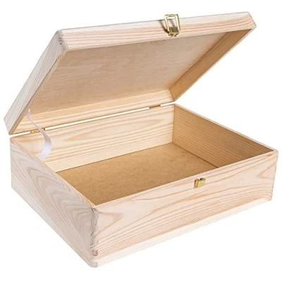 Afbeelding van Creative Deco Grote Houten Doos Opbergdoos 40 x 30 14 cm met Deksel