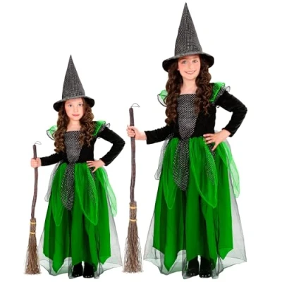 Afbeelding van Widmann Heks &amp; Spider Lady Voodoo Duistere Religie Kostuum Paarse Purperella Kind Meisje Paars, Zwart Maat 98 Carnavalskleding Verkleedkleding